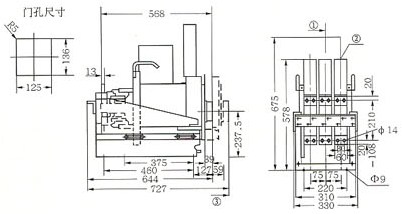 DW17C-1605抽屉式断路器外形尺寸的外型尺寸