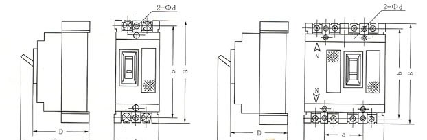 DZ15系列塑料外壳式断路器的安装示意图