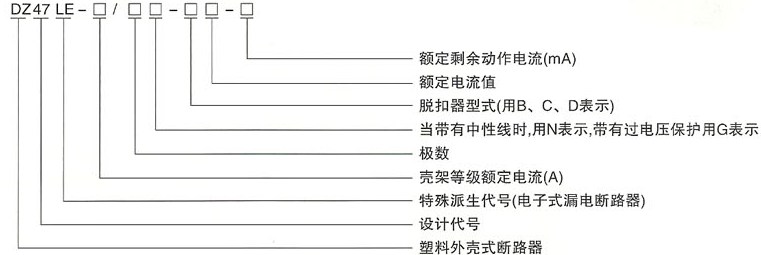 DZ47LE系列漏电断路器的型号及含义