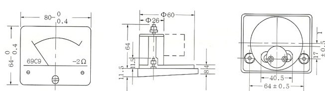 69L9、69C7、69L17、69L13型电表的外形尺寸和接线图