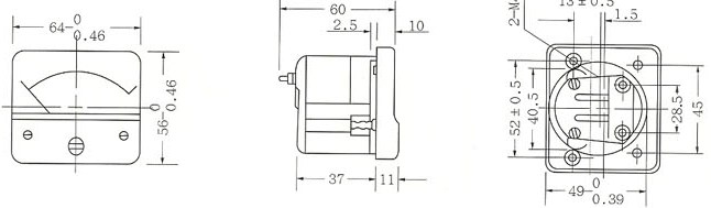85L1、85C2、85L17型电表的外形尺寸和接线图