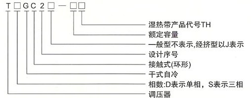 TDGC2、TDGC2J接触调压器的型号及含义