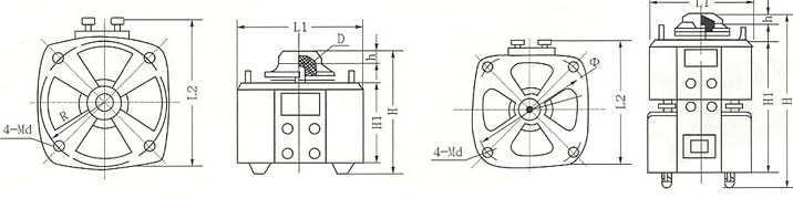 TDGC2、TDGC2J接触调压器的外型示意图