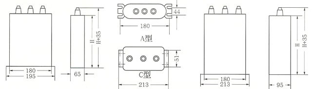 BCMJ(BSMJ)系列自愈式低压并联电容器的外形及安装尺寸图