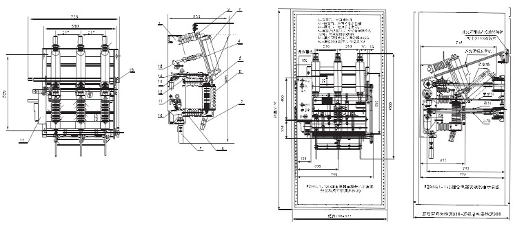 FZN21-12户外真空负荷开关的外形及安装尺寸