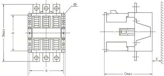 CJ40系列交流接觸器的外型及安裝尺寸