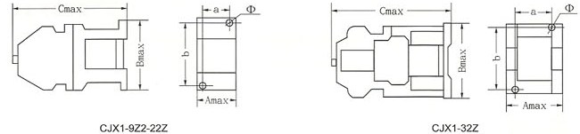 CJX1-9Z~32Z直流操作接触器的安装示意图