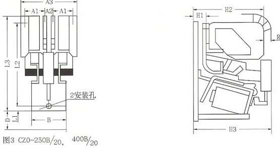 CZO系列直流接触器的外型图