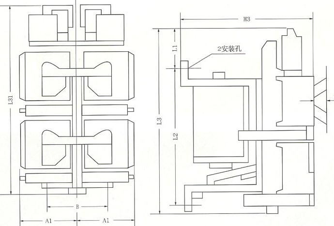 CZO-40C、CZO-40D、CZO-40C/22、CZO-100C直流接触器的安装图