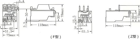 JRS1-12、25、32热继电器外型与安装尺寸  JRS1-63、80热继电器外型与安装尺寸