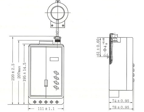 JD88鉴相鉴幅无声运行漏电继电器的外型及安装尺寸
