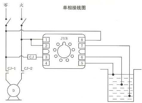 JYB晶体管液位继电器的接线图