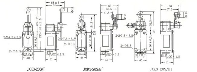 LXK3系列行程开关-外型及安装尺寸