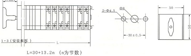 LW12系列万能转换开关外型及安装尺寸