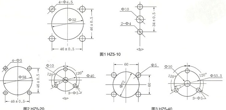 HZ5系列组合开关安装尺寸