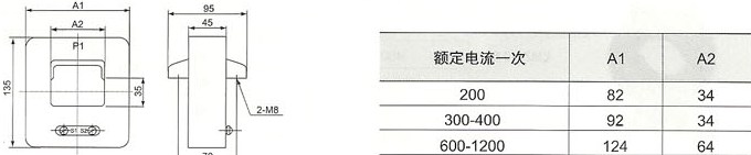 LMZJ1-0.66 200-1200/5 的外型及安装尺寸